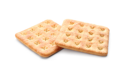 Crispy crackers isolated on white. Delicious snack