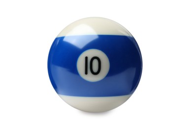 Billiard ball with number 10 isolated on white