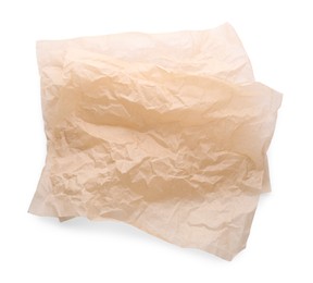 Sheets of crumpled baking paper isolated on white
