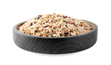 Mix of different brown rice isolated on white