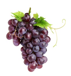Bunch of fresh ripe juicy pink grapes isolated on white