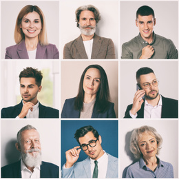 Collage with portraits of different business people 
