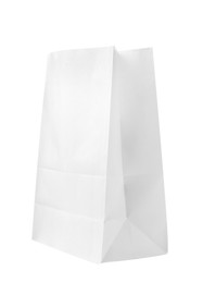 New open paper bag isolated on white