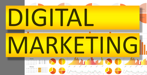 Digital marketing strategy. Illustration of different graphics and calendar