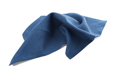 One blue kitchen napkin isolated on white