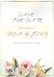 Elegant wedding invitation with floral design. Mockup