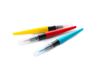 Set of colorful felt pens isolated on white