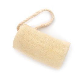 One natural loofah sponge isolated on white, top view