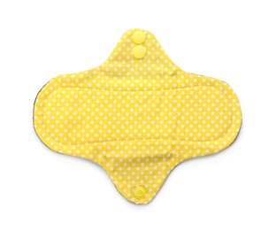 Cloth menstrual pad isolated on white, top view. Reusable female hygiene product