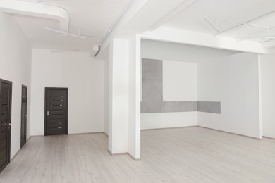 Empty office room with white walls and doors. Interior design
