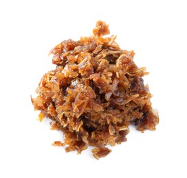 Pile of hookah tobacco on white background, top view
