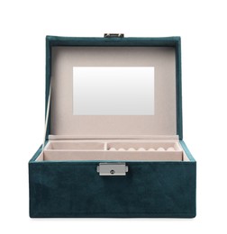 Open elegant jewelry box isolated on white
