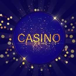 Word Casino on blue background. Bokeh effect