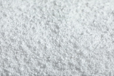 Pile of white snow as background, closeup view