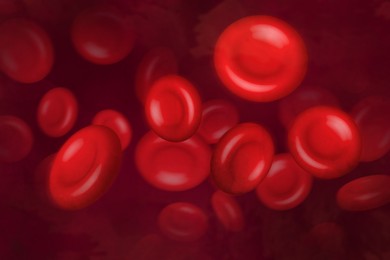 Illustration of red blood cells (erythrocytes) in motion