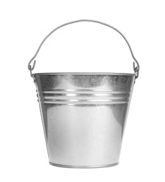 Metal bucket isolated on white. Gardening tool