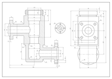 Image of Technical drawing as background. Plan of mechanism