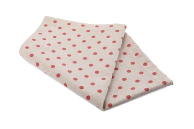 Cloth kitchen napkin with polka dot pattern isolated on white
