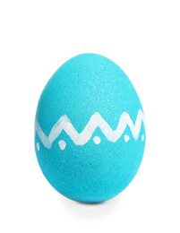 Light blue egg for Easter celebration isolated on white