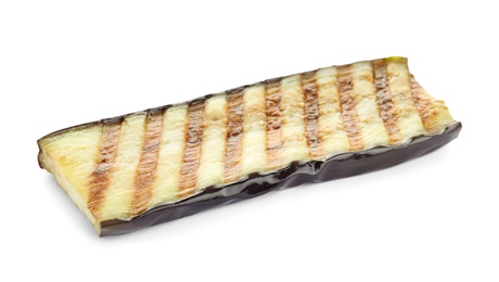 Delicious grilled eggplant slice isolated on white