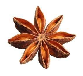 Photo of Dry anise star with seeds isolated on white