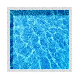 Square shaped swimming pool on white background, top view