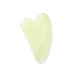 Photo of Jade gua sha tool on white background, top view