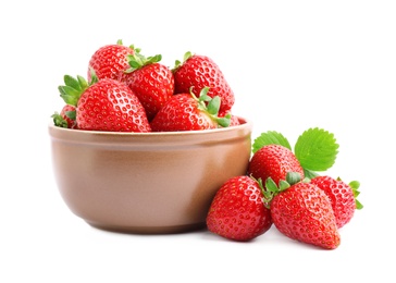 Delicious fresh red strawberries on white background