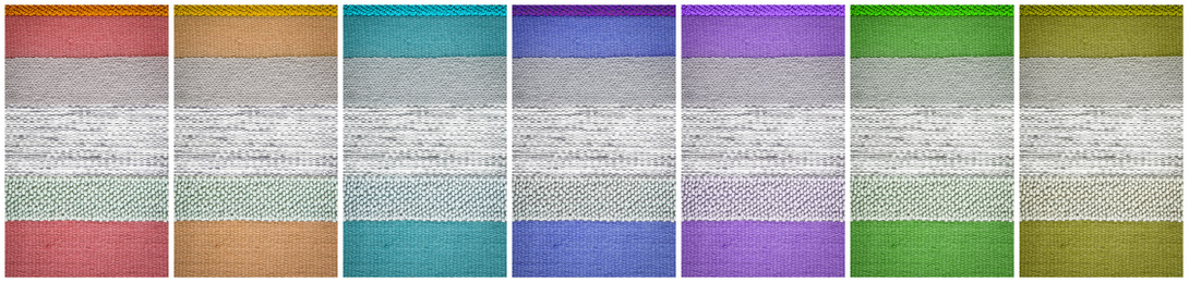 Image of Collage with colorful striped carpets as background. Banner design