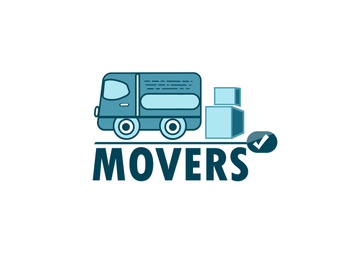Movers service. Illustration of truck and boxes on white background 