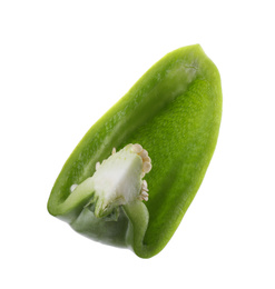 Cut green bell pepper isolated on white