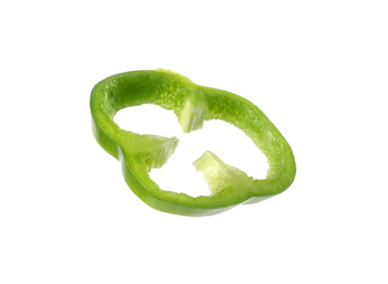 Slice of ripe green bell pepper isolated on white