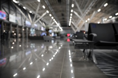 Blurred view of waiting area in airport terminal