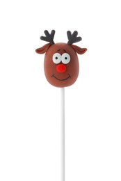 Delicious Christmas reindeer cake pop isolated on white