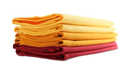 Stack of fabric napkins for table setting isolated on white