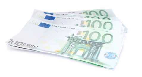 Euro banknotes isolated on white. Money and finance