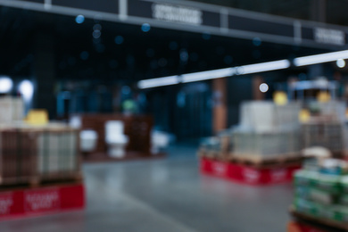 Blurred view of products on display in shopping mall. Bokeh effect