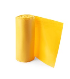 Roll of yellow garbage bags isolated on white