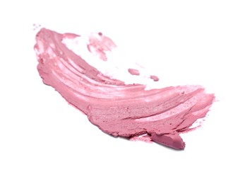 Photo of Smear of nude lipstick on white background