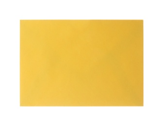 Yellow paper envelope isolated on white. Mail service