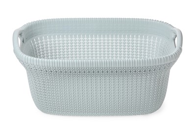 Photo of Empty plastic laundry basket isolated on white