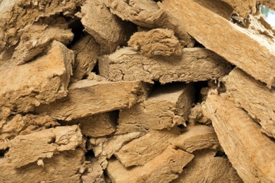 Heap of thermal insulation material as background, closeup