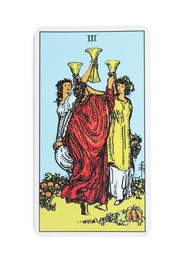 Three of Cups isolated on white. Tarot card