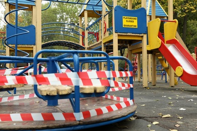 View of playground closed during COVID-19 quarantine