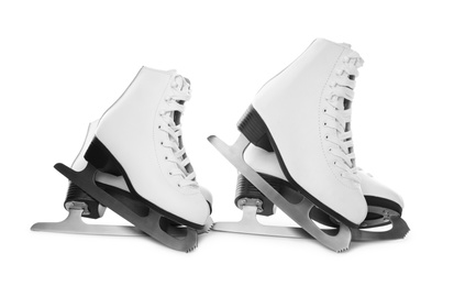 Pairs of figure ice skates isolated on white