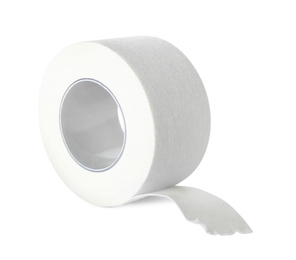 Medical sticking plaster roll isolated on white
