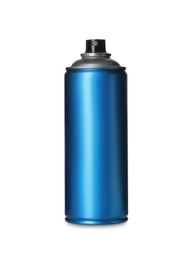 Can of light blue spray paint isolated on white. Graffiti supply