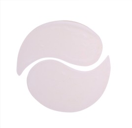Photo of Under eye patches on white background, top view. Cosmetic product