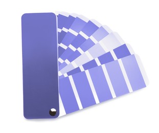 Image of Color palette samples of violet shades on white background