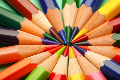 Collection of different pencils, closeup. Color palette